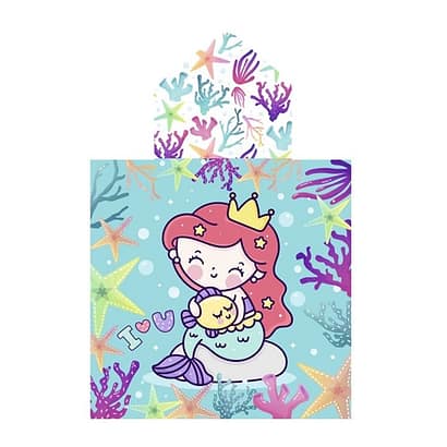 Poncho de playa infantil Sirena
